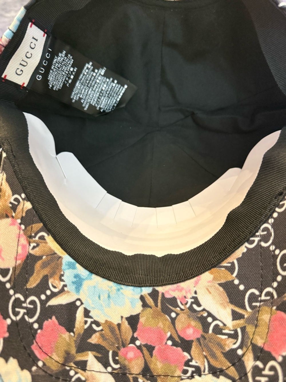 GG all over Blooms floral multi-color baseball cap hat Supreme canvas black NEW - Picture 12 of 13